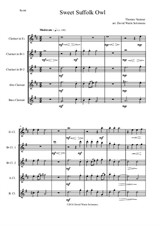 Sweet Suffolk Owl for Clarinet Quintet (E flat, 2 B flats, Alto, Bass)