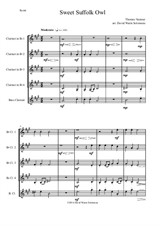 Sweet Suffolk Owl for Clarinet Quintet (4 B flats and 1 Bass)