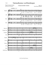 Nationalhymne von Rheinbergen (National Anthem of Rheinbergen) for Unison choir and orchestra (Score and Parts)