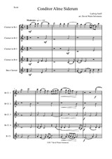 Conditor Alme Siderum (Creator of the stars of night) for clarinet quintet (4 x B fl, 1 Bass)
