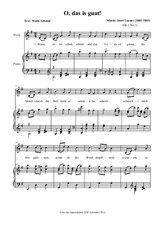 O das is guat – transcription of Josef Lanner's first ever published composition for voice and piano