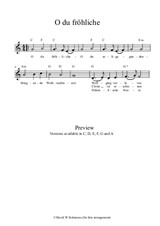 O du fröhliche - for unison voices and guitar chords