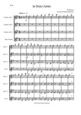 In Dulci Jubilo for clarinet quartet (3 B flats, 1 Bass)