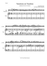 Tourdion (Quand je bois du vin clairet) for alto recorder and piano