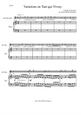 Variations on Tant que vivray for alto recorder and piano