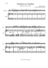 Tourdion (Quand je bois du vin clairet) for alto flute and piano
