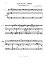 Tourdion (Quand je bois du vin clairet) for clarinet and piano