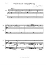 Variations on Tant que vivray for violin and piano