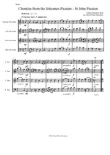 Chorales from the Johannes-Passion (St John Passion) for recorder quartet
