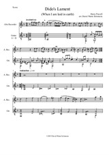 Dido's Lament - When I am laid in earth - arranged for alto recorder and guitar