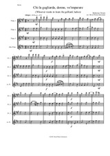 Chi la gagliarda (Whoever wants to learn the galliard) arranged for 3 flutes and 1 alto flute
