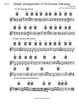 10 Volkslieder - Simple arrangements of 10 German folk songs (clarinet and guitar chords)