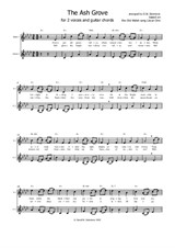 The Ash Grove for soprano, alto and guitar chords (versions in A flat, G, B flat, C and D)