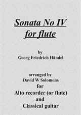 Sonata No.4 in C arranged for flute or recorder and guitar (all 5 movements)